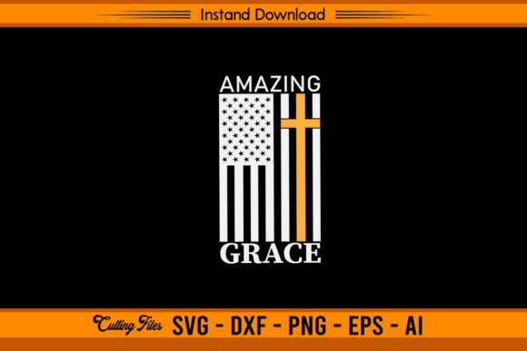 Christian Cross US Flag Amazing Grace Graphics for Crafts