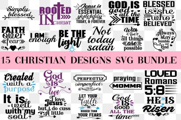 Christian Quotes Bundle SVG: Graphics for Faith Crafts