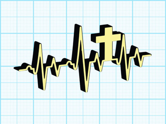 Cross Jesus Love Heart Beat Graphics for Faith Crafts